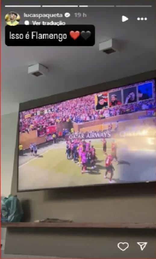 Post do Paqueta durante segundo gol do Flamengo contra o Chelsea - Reprodução Instagram